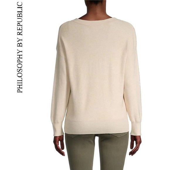 Philosophy Ribbed V-Neck Sweater S - Picture 2 of 7